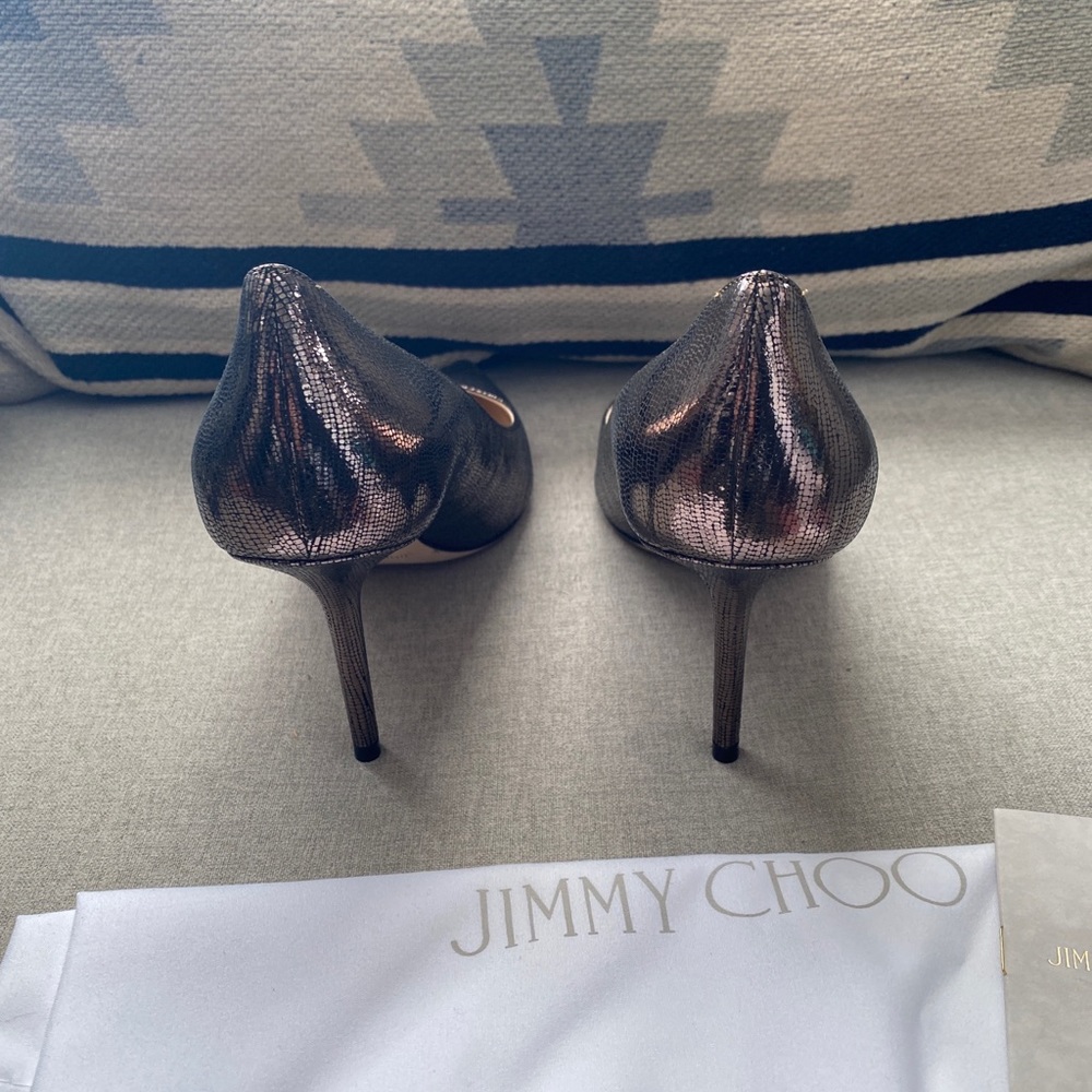 Jimmy Choo Metallic Bronze Pointed-Toe Stiletto Pumps - Picture 9 of 12